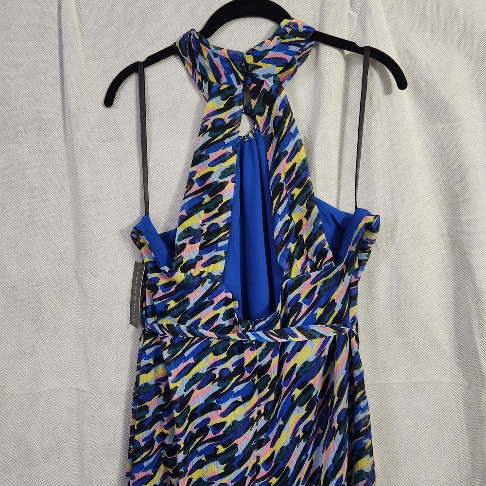 DONNA MORGAN Women's Halter Neck with Ring Trim and High Low Midi Size 16 - Picture 10 of 16